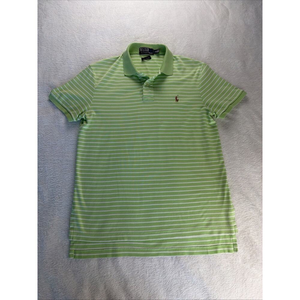 Polo By Ralph Lauren Pima Interlock Green Striped Men M Flesh Pony